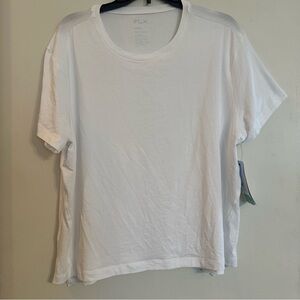 FLX  Womens L Travel/Leisure White Oversized Athleisure Athletic T-Shirt Top NEW